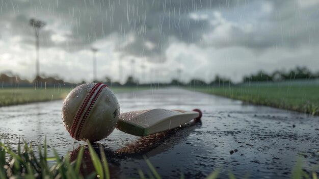 Scotland cricket team experiences rain delay during match.