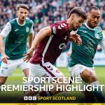 Fans cheering during a thrilling Scottish Premiership match highlights.