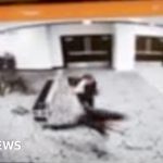 Security breach during a dinner event showing security personnel and metal detectors.