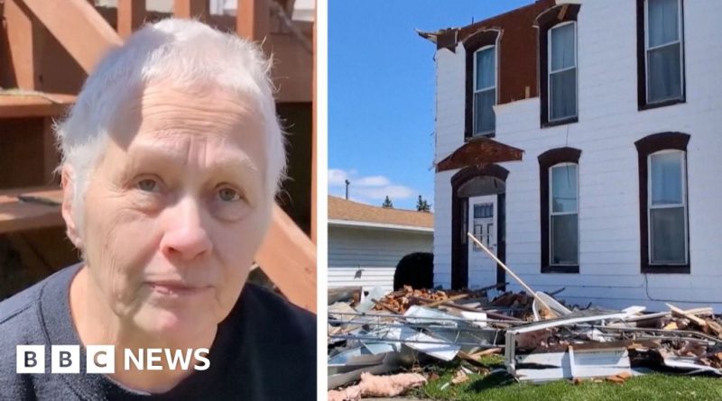 Emergency responders assessing Midwest storm damage and debris.