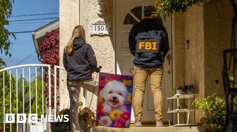 Concerned neighbors in California discuss the arrest of a suspect.