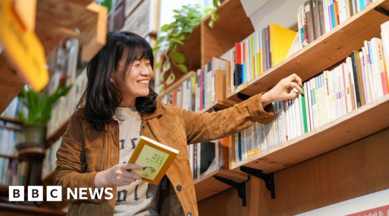 A group of South Korea women writers at a literary event discussing their works.