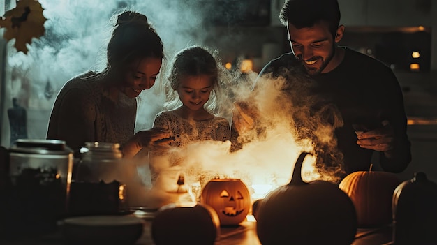 Adults exploring the Ghostbusters firehouse during Halloween festivities.