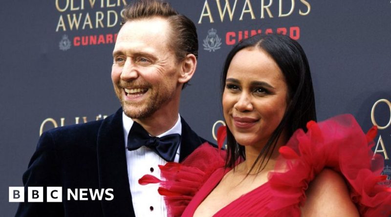 Celebrities on the red carpet at the Olivier Awards celebrating theatre.