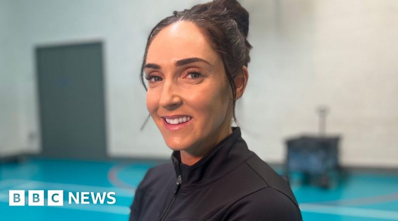 Aimee Oliver showcasing her strength as an athlete after surgery for incontinence.