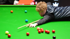 Stan Moody snooker debut at the World Championship, focused on his game.