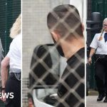 A group discussing safety measures at Brighton beach after the attack.
