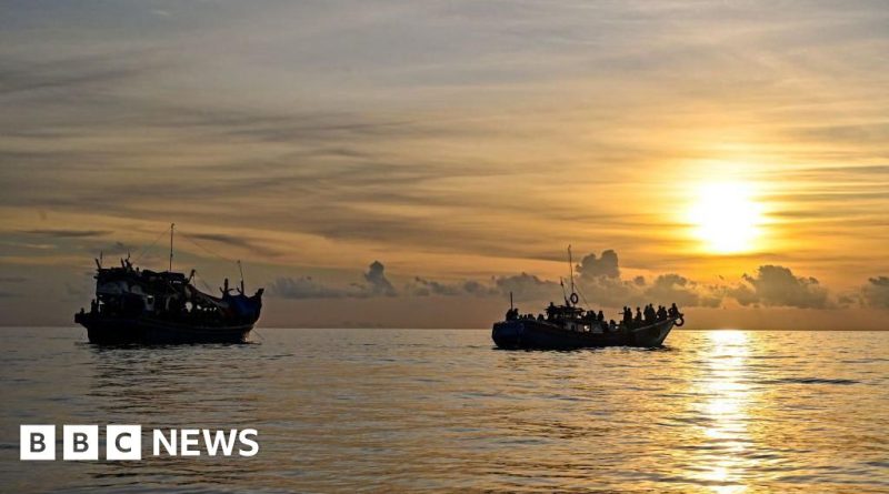Professionals search for missing migrants in the ocean after a boat capsizes.