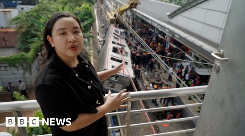 Emergency responders at the site of the Indonesia train crash, highlighting the tragedy's impact.