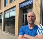 Travelodge room key mix-up incident in a hotel lobby.