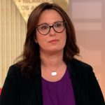 Diverse professionals discussing Trump speech and judge family attack.