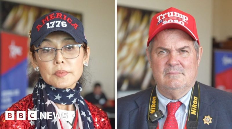 Supporters at a Trump conservative gathering discussing key issues.