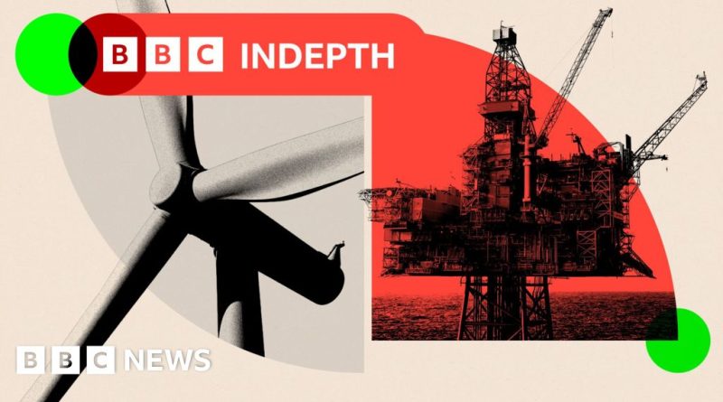 Professionals discussing UK energy transition challenges in an office setting.