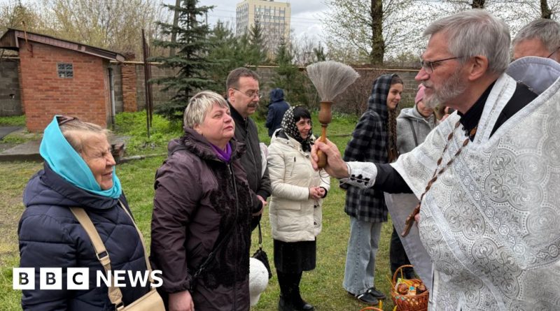 A group of Ukrainians celebrating Easter, reflecting hope for lasting peace.