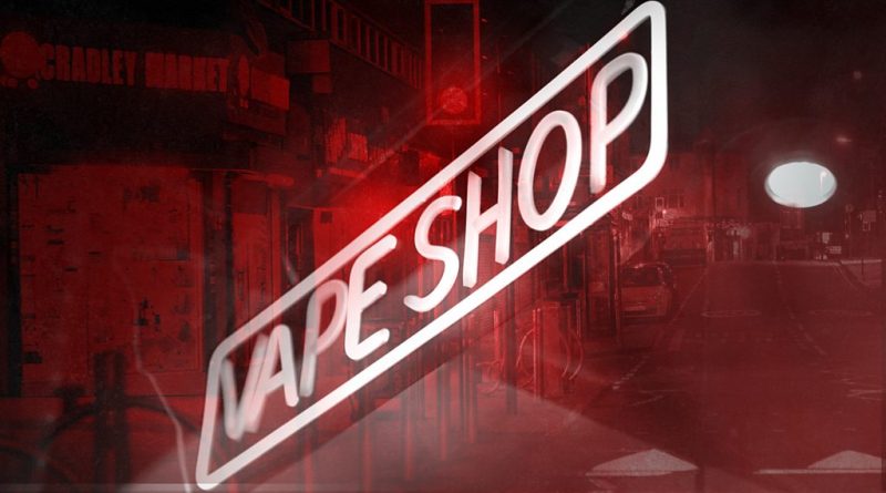 A vibrant high street scene depicting community life and addressing high street crime issues.