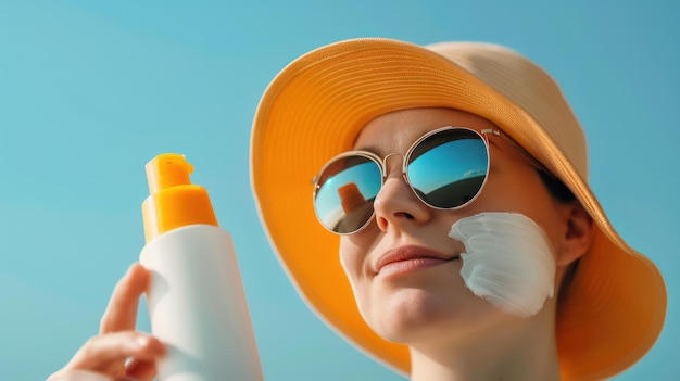 People practicing UV radiation safety by applying sunscreen outdoors.