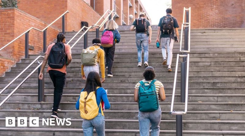 Students discussing the student loan mistake in a university setting.