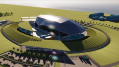 Workers at a construction site for the small modular reactor in Wales.