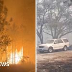 Firefighters working together to control wildfires in Florida and Georgia.