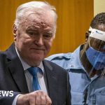 Lawyers discussing the Mladic near death release request in a courtroom.