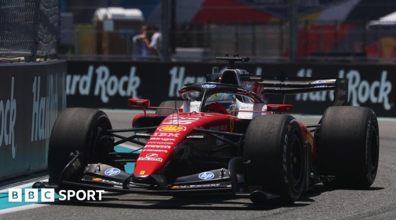 Charles Leclerc leads the Miami Grand Prix practice session with Ferrari.