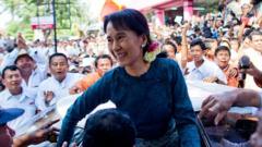 Professionals discussing democracy and human rights related to Aung San Suu Kyi.