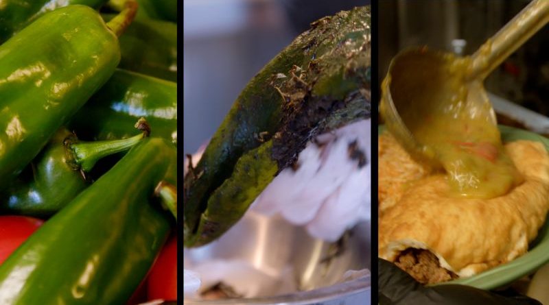 Farmers market in New Mexico highlighting the cultural significance of chiles.