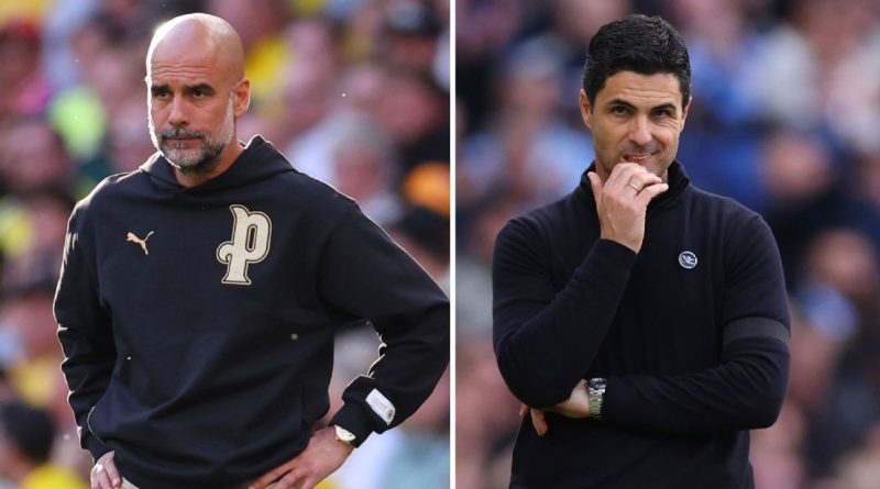 Football players discussing strategies during the Premier League title race.